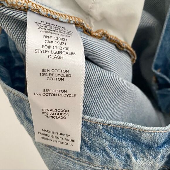 FRAME Le Garcon Crop Jeans Size 27 Blue Clash Mid Rise Distressed Denim - Picture 13 of 13